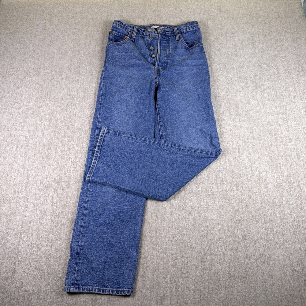 Levi's Ribcage Straight Ankle Jeans Women 26 Blue High Rise Button Fly